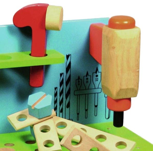 Etabli en bois petit modèle pour enfants avec perceuse