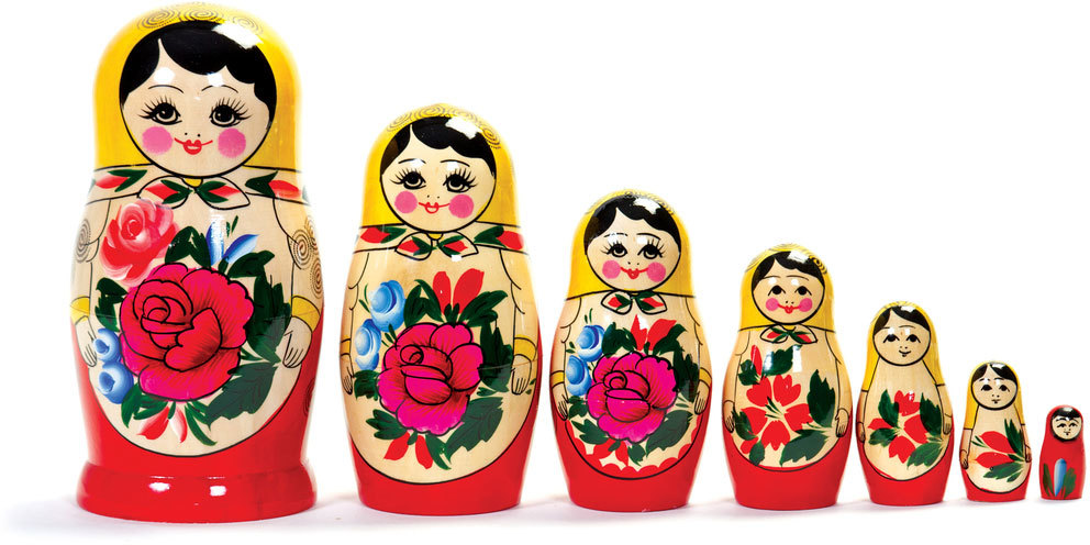 Poupées russes matriochkas, jouet gigogne en bois 5 ou 7 pièces