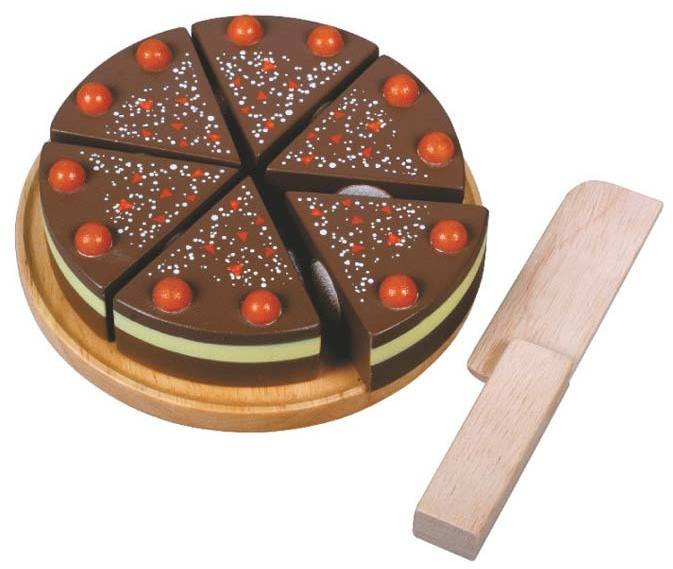 Gâteau en bois à découper au chocolat, jouet à scratch à découper