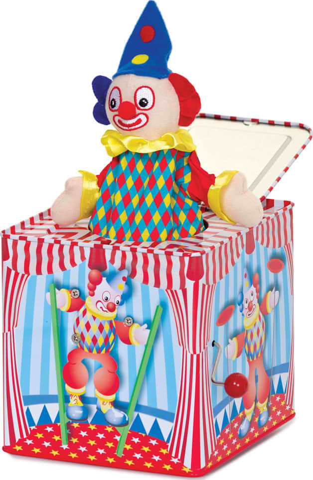 Clown Jack in the box et sa boite à musique à ressort