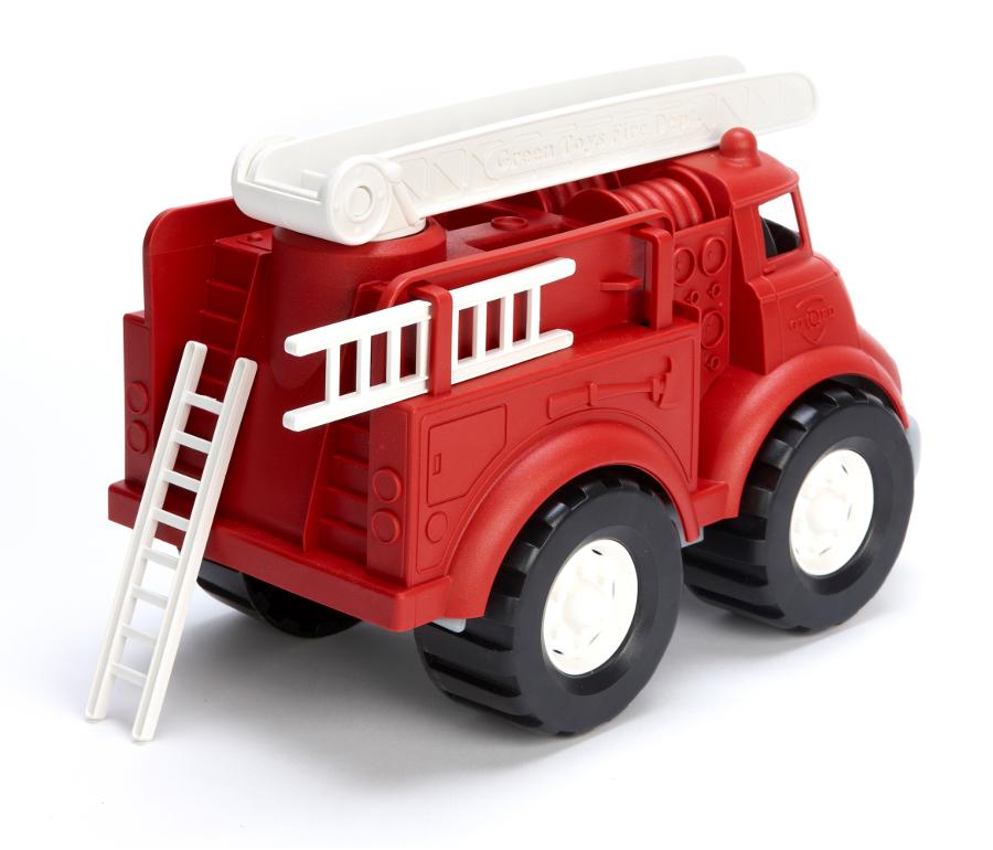 Camion de pompier solide et écologique. Jouet premier âge ou bébé Green Toys en plastique 100% recyclé.