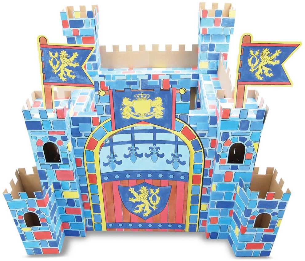 Cabane en carton à colorier château fort pour enfants