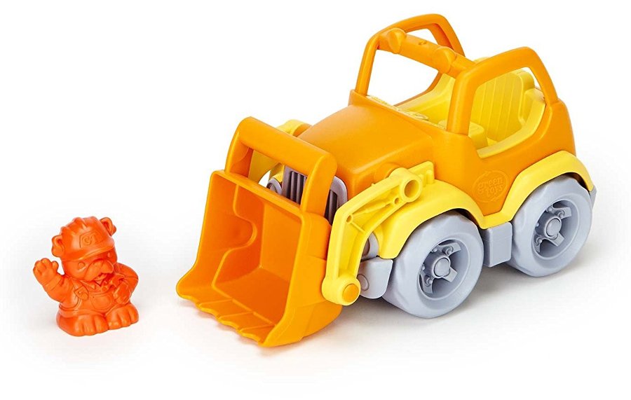 Camion jouet bulldozer solide et écologique. Jouet premier âge ou bébé Green Toys 100% recyclé.