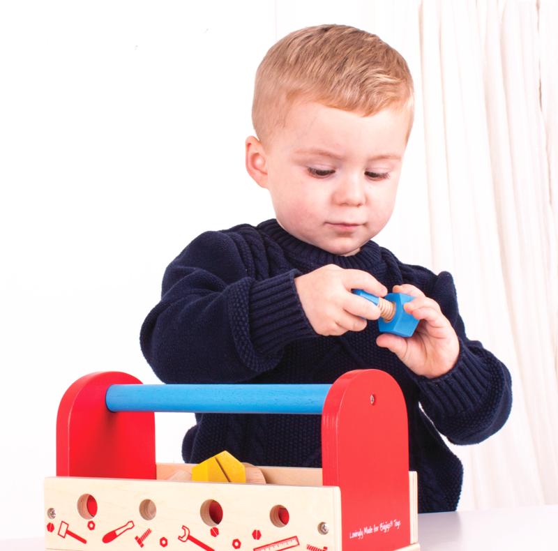 Jouet caisse à outils pour enfant, jouet en bois Bigjigs