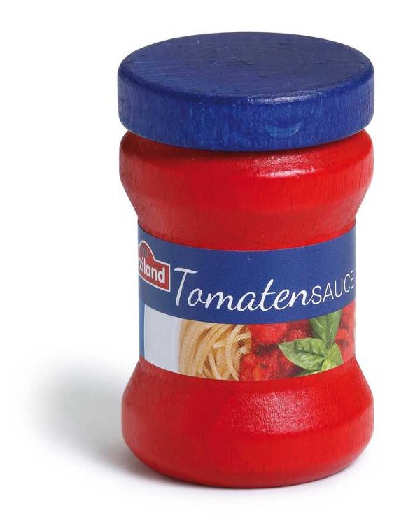 Sauce tomate de dînette et marchande. Jouet en bois Erzi fabriqué en Europe Allemagne