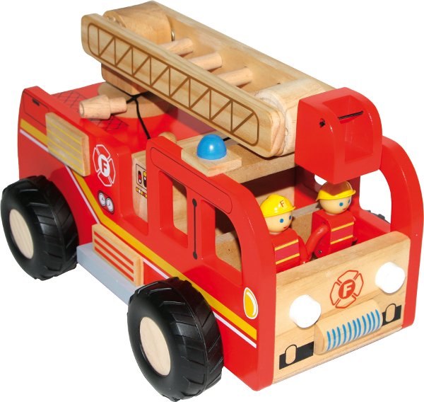 Camion de pompiers pour enfants, jouet en bois Legler