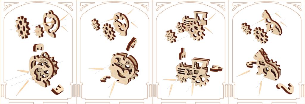 Mini maquettes - porte-clefs symboliques en bois