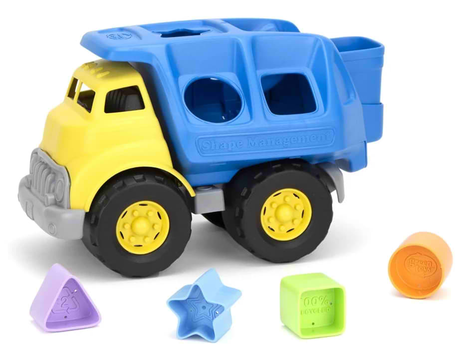 Trieur de formes Camion poubelles de tri GreenToys en plastique recyclé, jouet enfant un an