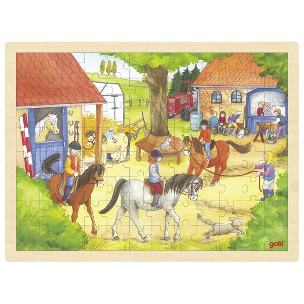 Puzzle chevaux centre équestre 96 pièces en bois