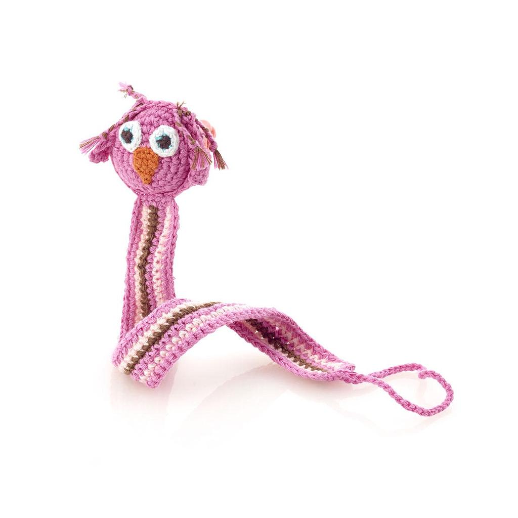 Accroche-tétine monstre rose en crochet