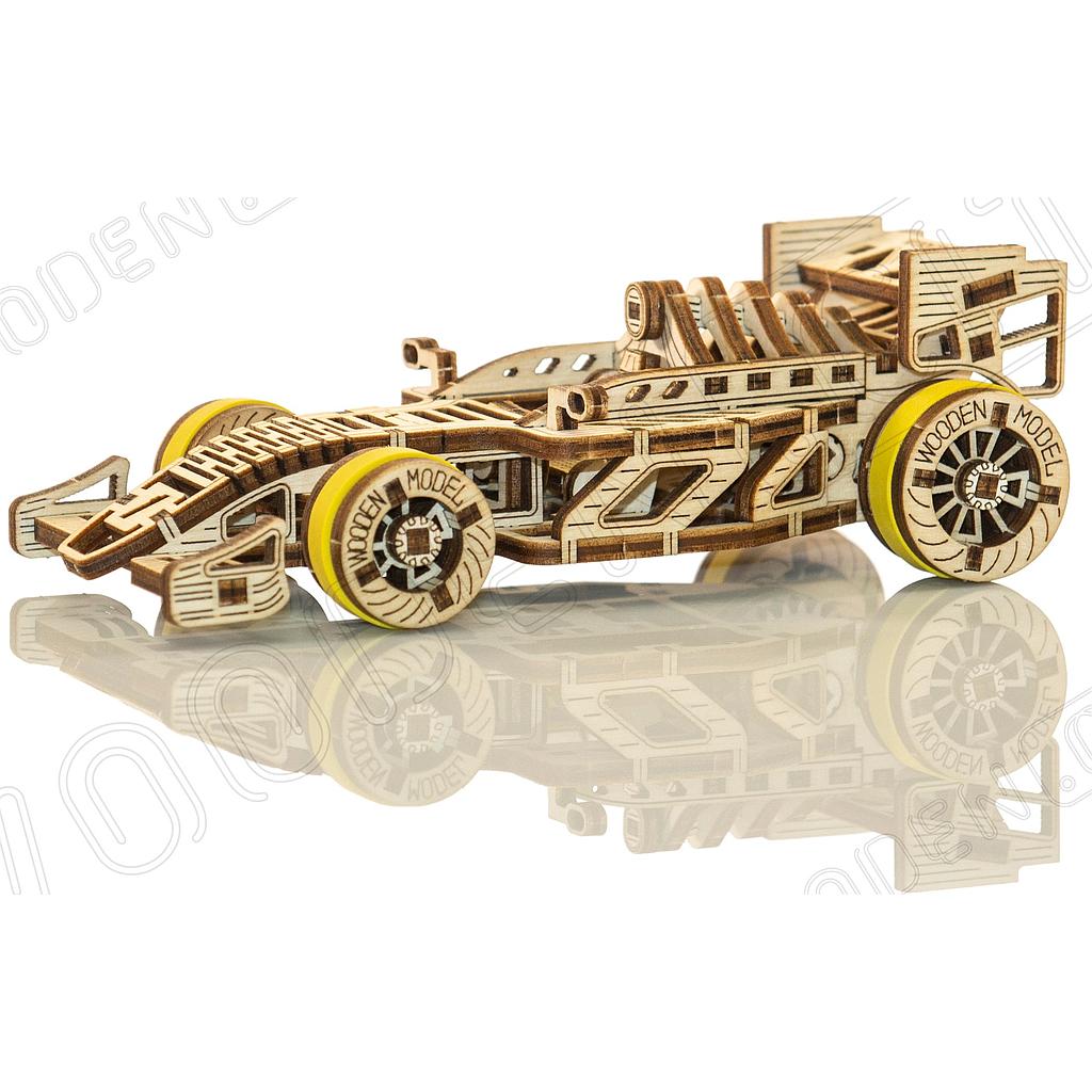 Puzzle 3D de voiture de course en bois : Formule 1 à rétrofriction