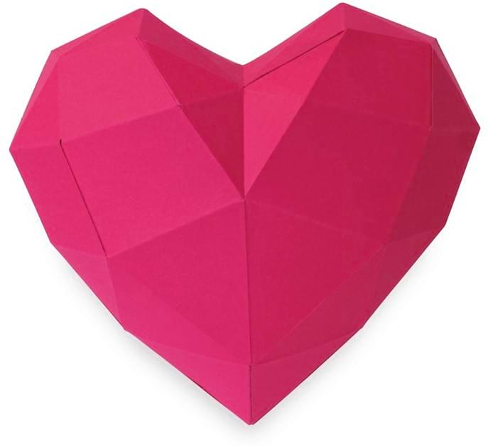 Coeur en papier origami 3D rose à monter Agent Paper