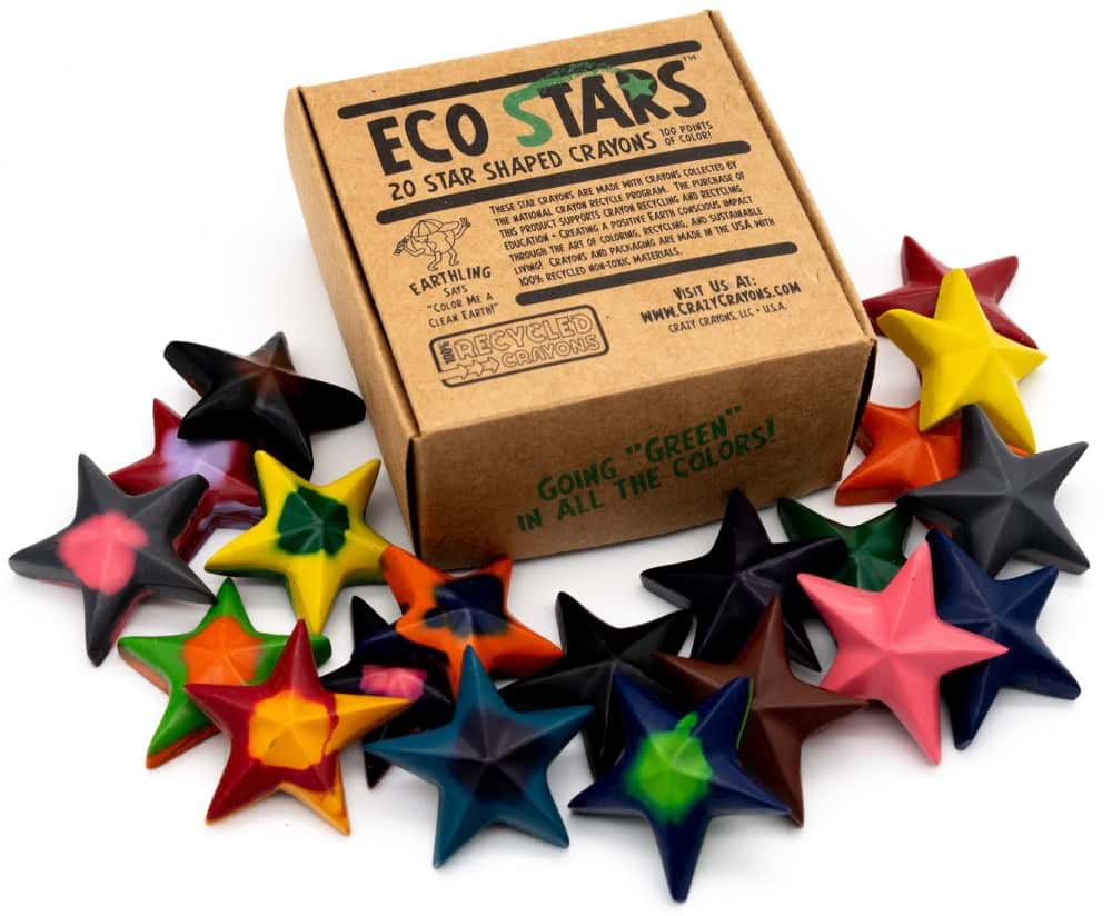 20 crayons de couleur recyclés forme étoile
