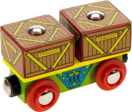 Wagon en bois de containers pour train jouet en bois