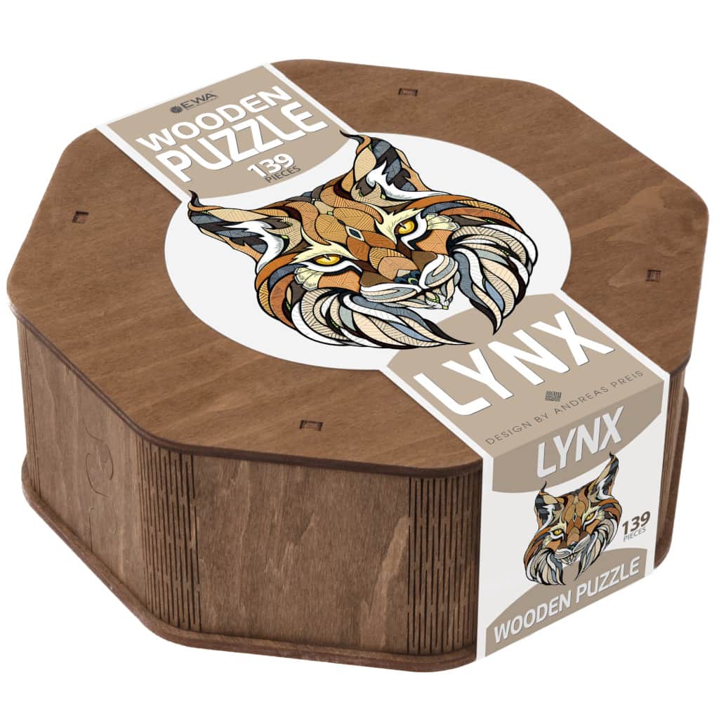 Puzzle tête de lynx en bois