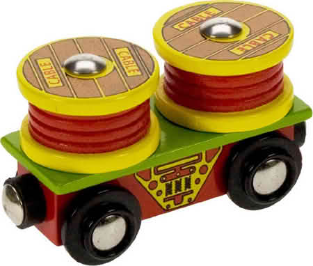 Wagon bois de rouleaux de câbles pour circuit de train en bois