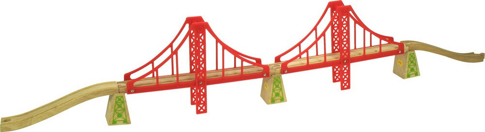Double pont suspendu pour circuit de train jouet en bois