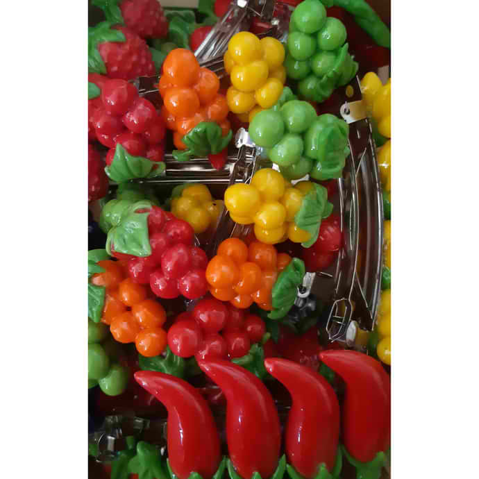 Barrette à cheveux fruits et légumes en plastique