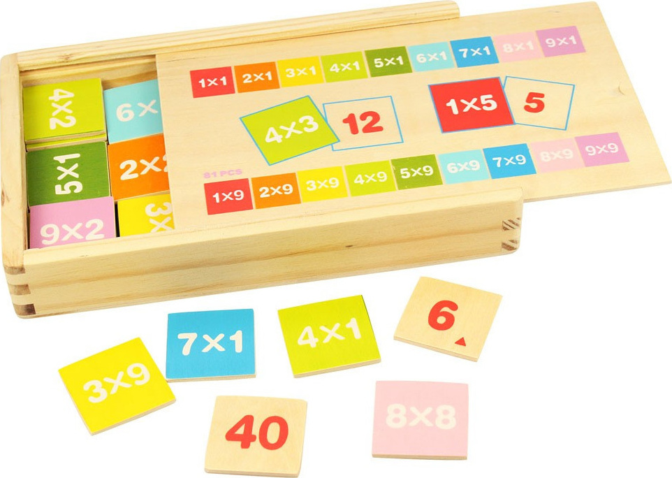 Coffret d'apprentissage des tables de multiplication en bois