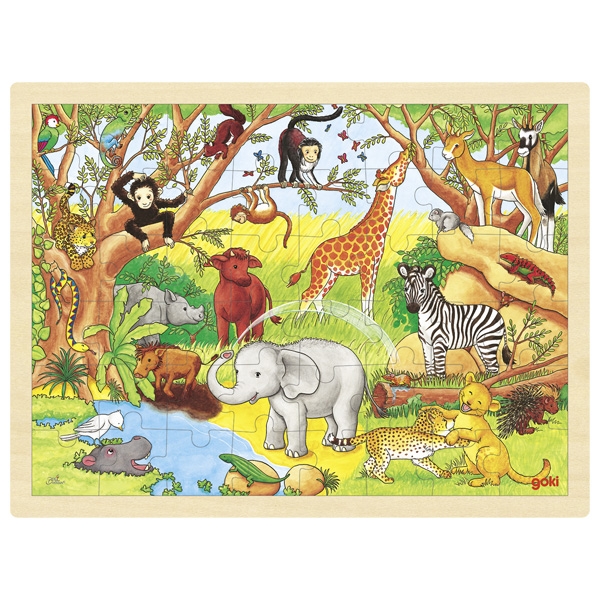 Les bébés animaux, 3 modèles de puzzles 48 pièces en bois par Goki