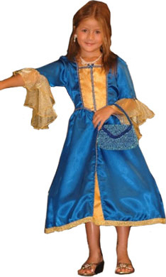 Déguisement robe de princesse or et bleu