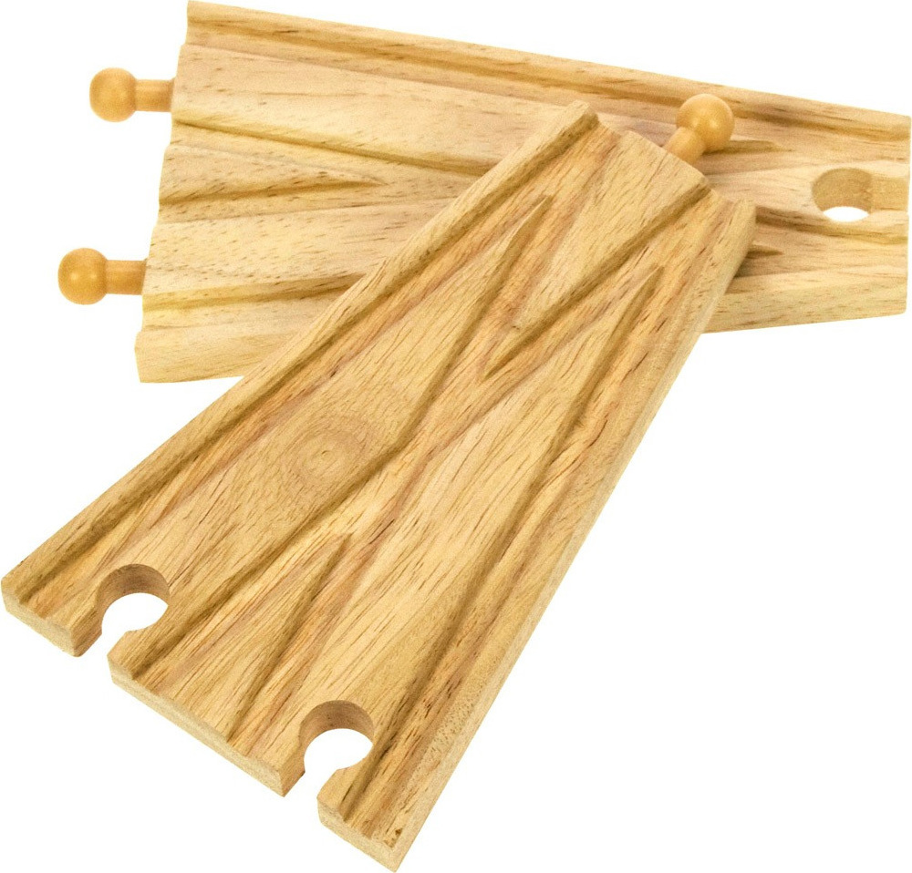 Deux rails d'aiguillage en bois forme V droit pour circuit de train jouet d'enfant en bois
