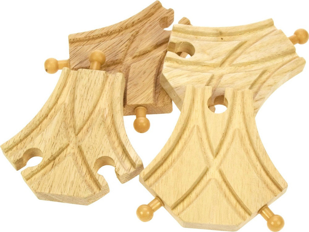 Quatre rails d'aiguillage en bois forme V courbe pour train jouet d'enfant