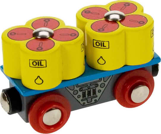 Wagon en bois de barils d'huile pour circuit de train enfant