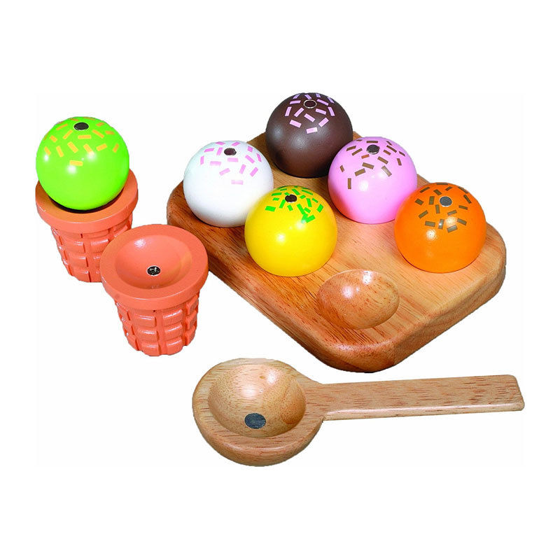Glaces en boules de dinette en bois