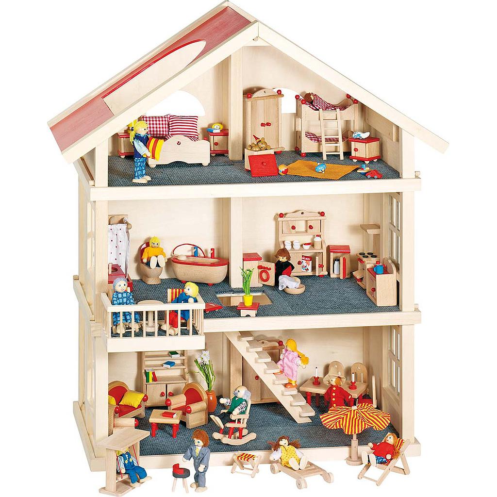 Maison de poupées 3 étages en bois