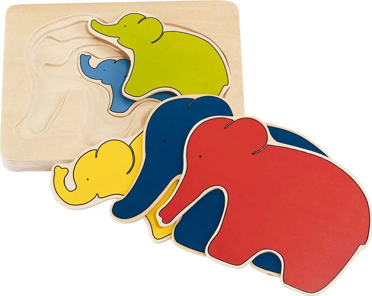 Puzzle à 5 couches en bois ours ou éléphant, 4 modèles Goki