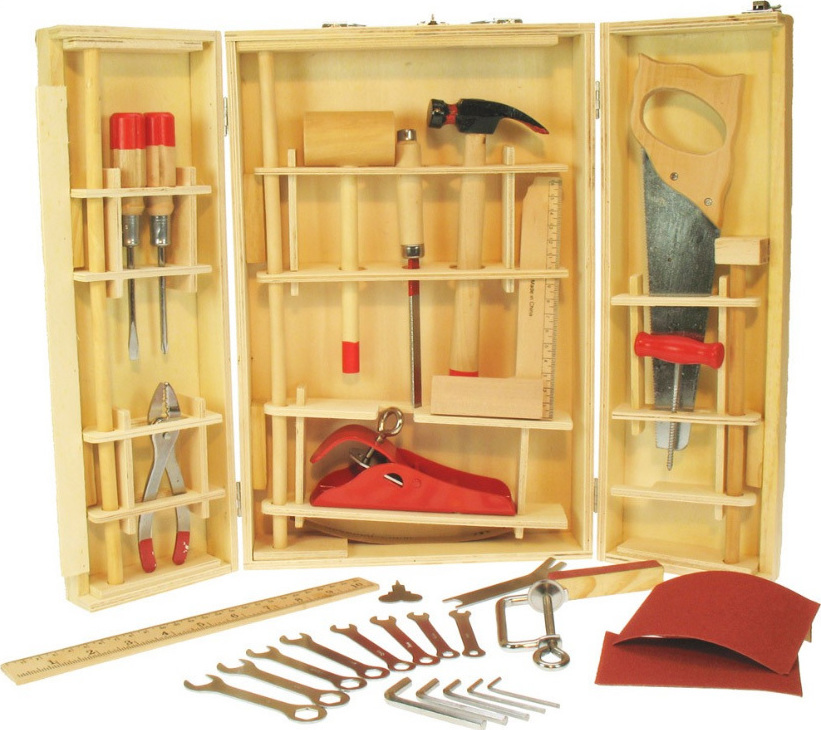 Boîte à outils en bois, jouet de bricolage pour enfants, ensemble