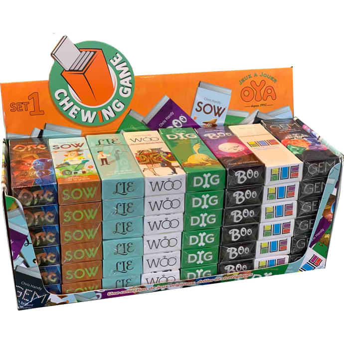 Grands jeux de société format chewing gum (6 modèles oYa)