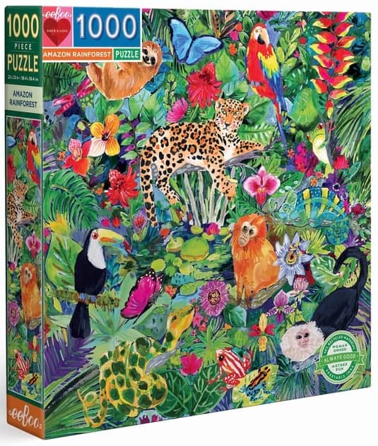 Puzzle 1000 pièces : animaux colorés dans la forêt d'ie