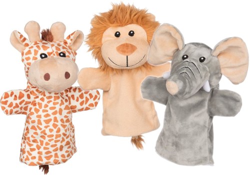 Marionnette à main éléphant, girafe ou lion, Goki
